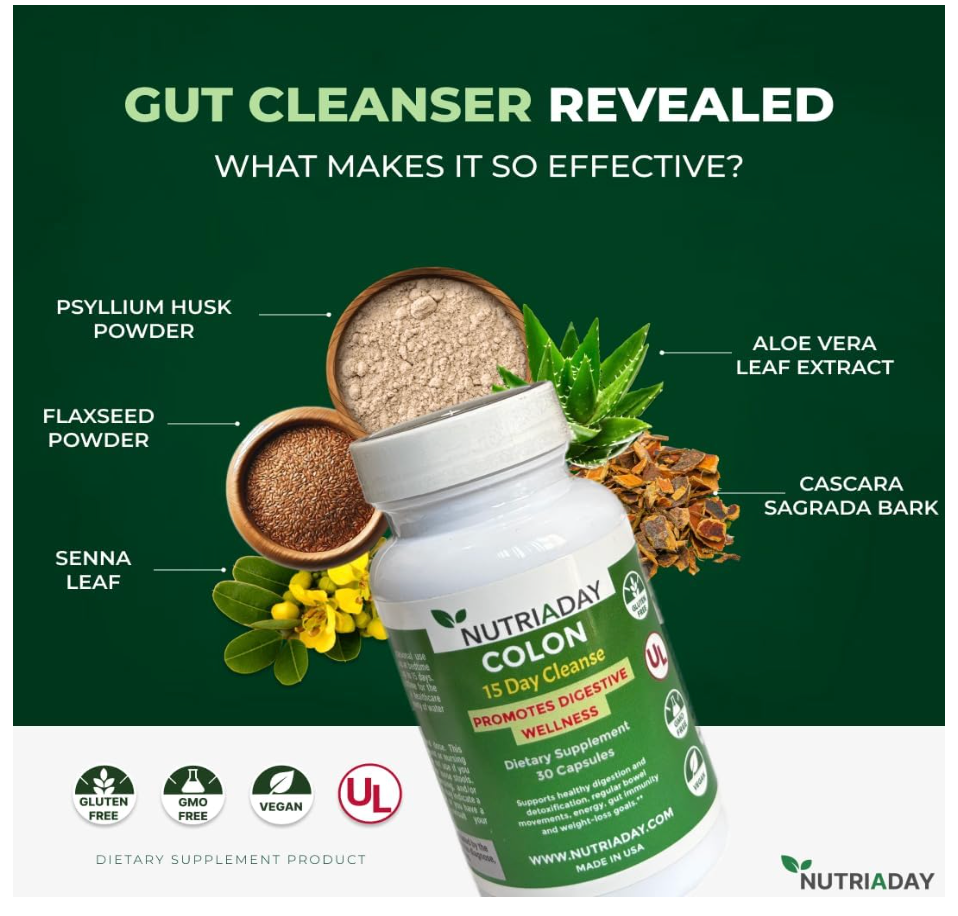 Colon 15 Day Cleanse - Advanced Colon Cleanse for Women & Men with Cascara Sagrada, Psyllium Husk, Senna Leaf & Probiotics - Detox Bloating & Constipation Relief - Non-GMO, 30 Veg Capsule