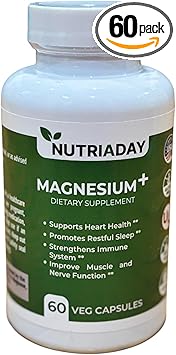 Magnesium Plus Supplement - Magnesium Complex for Stress Relief, Heart Health, Sleep Support, Immune Boost, Muscle & Nerve Aid - Pure Magnesium Glycinate Powder 60 Veg Capsules